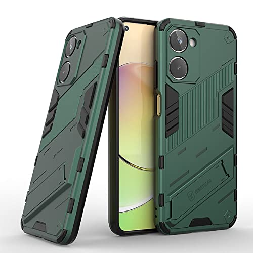 TAUYN Hülle für Realme 10 4G, TPU/PC Stoßfest Schutzhülle mit Multi-Winkel Ständer, Heavy Armor Bumper Cover Case - Grün von TAUYN