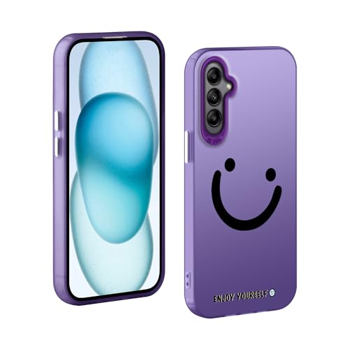 TAUYN Hülle für Samsung Galaxy A04s/A13 5G, PC Stoßfest Ultra Dünn Schutzhülle, Iächelndes Gesicht Muster Design Handyhülle, Purpur von TAUYN