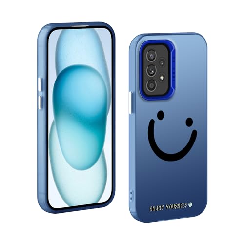 TAUYN Hülle für Samsung Galaxy A33 5G, PC Stoßfest Ultra Dünn Schutzhülle, Iächelndes Gesicht Muster Design Handyhülle, Blau von TAUYN