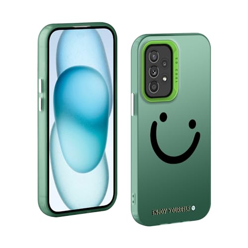 TAUYN Hülle für Samsung Galaxy A33 5G, PC Stoßfest Ultra Dünn Schutzhülle, Iächelndes Gesicht Muster Design Handyhülle, Grün von TAUYN