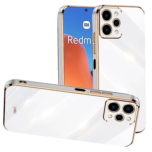 TAUYN Hülle für Xiaomi Redmi 12, Soft TPU Silikon Handyhülle, Galvanisieren kante Stoßfest Back Schutzhülle, Weiß von TAUYN