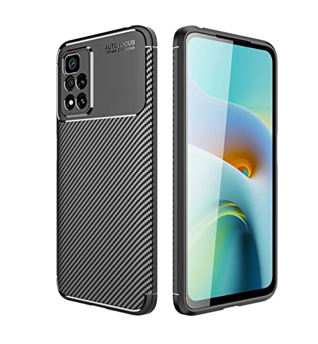 TAUYN Hülle für Xiaomi Redmi Note 11 Pro+ 5G (Note 11 Pro Plus), Weiche TPU Silizium Faser Zeichnen Schutzhülle, Stoßfest Bumper Armor Handyhülle - Schwarz von TAUYN