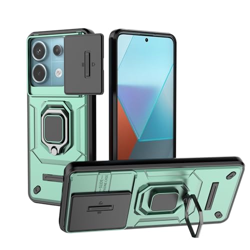 TAUYN Hülle für Xiaomi Redmi Note 13 Pro 5G/Poco X6 5G, TPU/PC Stoßfest Heavy Armor Bumper Stoßfest Schutzhülle, Schiebedeckel, mit Ständer Handyhülle - Grün von TAUYN