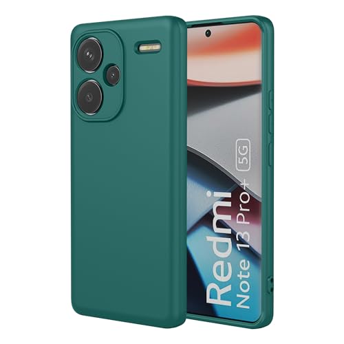 TAUYN Hülle für Xiaomi Redmi Note 13 Pro Plus/Pro+, Weiche TPU Flüssig Silicone Schutzhülle, Ultra-dünn Stoßfest, Anti-Fall, Schlank Rundum-Schutz Handyhüll, Dunkelgrün von TAUYN