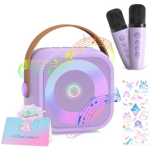 TAVADA Karaoke Maschine Für Kinder,Mini Karaoke Maschine Mit 2 Mikrofonen,Tragbare Karaoke Und Sprachveränderungseffekten,Geschenke Für Alter 3–12 Jahre Mädchen(Lila) von TAVADA