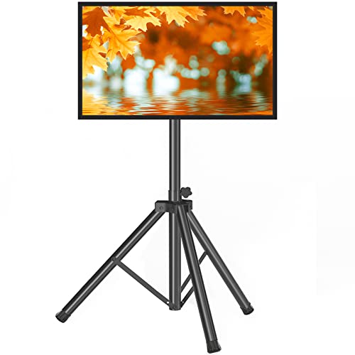 Tragbarer TV-Ständer, Stativ, TV-Ständer für 23-75 Zoll LED LCD OLED für Flachbildschirme, Outdoor TV Ständer mit Halterung, höhenverstellbar, hält bis zu 45,4 kg, Max VESA 600x400m, Schwarz TV von TAVR Furniture