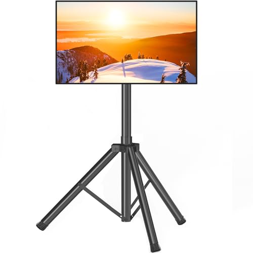 Tragbarer TV-Ständer, Stativ, TV-Ständer für 23-75 Zoll LED LCD OLED für Flachbildschirme, Outdoor TV Ständer mit Halterung, höhenverstellbar, hält bis zu 45,4 kg, Max VESA 600x400m, Schwarz TV von TAVR Furniture