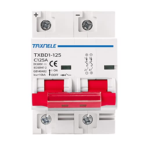DC MCB Miniatur-Leistungsschalter 2P 80A 100A 125A 600V Solar-Mini-Leistungsschalter Batterieschalter DIN-Schienenmontage Kurzschlussschutz Trennschalter Isolator f¨¹r Solar-PV-System (125A) von TAXNELE