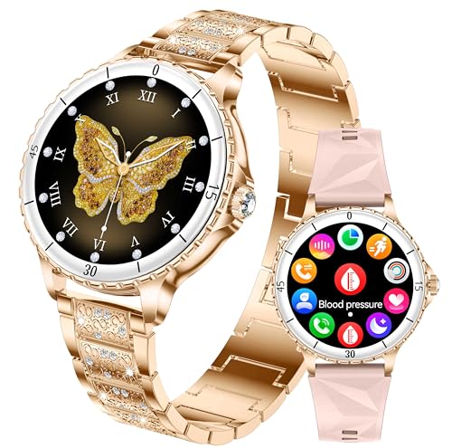 Smartwatch für Damen, 1,25 Zoll HD-Display, Anrufe annehmen/tätigen, IP68 wasserdichte Sport-Damen-Smartwatch, Fitness-Tracker, Herzfrequenzmesser, Schrittzähler, kompatibel mit Android und iOS Smartwatch für Damen, 1,25 Zoll HD-Display, Anrufe annehmen/tätigen, IP68 wasserdichte Sport-Damen-Smartwatch, Fitness-Tracker, Herzfrequenzmesser, Schrittzähler, kompatibel mit Android und iOS von TAYSHILEY