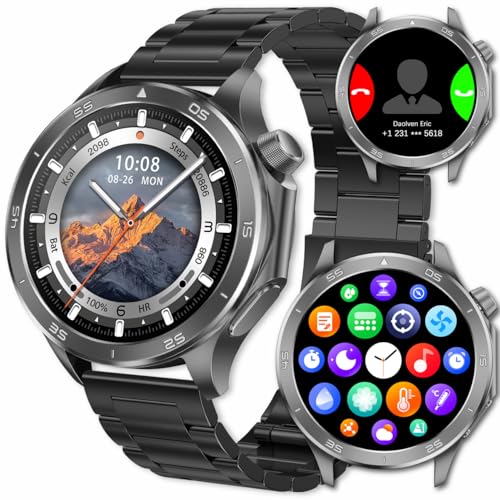 Smartwatch für Herren, GPS-Sport-Smartwatch, 1,54 Zoll HD-Bildschirm IP67 wasserdicht, Anruf annehmen/tätigen, Herzfrequenzmesser, Schlaf-Tracking, Fitness-Tracker, kompatibel für Android iOS (Schwarz Smartwatch für Herren, GPS-Sport-Smartwatch, 1,54 Zoll HD-Bildschirm IP67 wasserdicht, Anruf annehmen/tätigen, Herzfrequenzmesser, Schlaf-Tracking, Fitness-Tracker, kompatibel für Android iOS (Schwarz von TAYSHILEY
