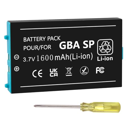 1600mAh Akku Ersatz für Nintendo Gameboy Advance SP Wiederaufladbarer Lithium-Ionen-Akku für Nintendo GBA SP AGS-001 SAM-003 mit Schraubendreher 1600mAh Akku Ersatz für Nintendo Gameboy Advance SP Wiederaufladbarer Lithium-Ionen-Akku für Nintendo GBA SP AGS-001 SAM-003 mit Schraubendreher von TAYUZH