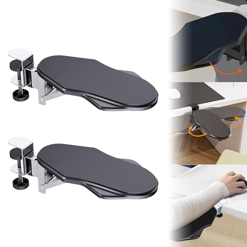 2 Stück Ergonomische Schreibtisch Armauflage, 180° Drehbare Handballenauflage für Schreibtisch, Faltbar Handgelenkstütze, Verstellbar Armauflage Handgelenkauflagen für Zuhause und Büro, Schwarz von TAZZOR