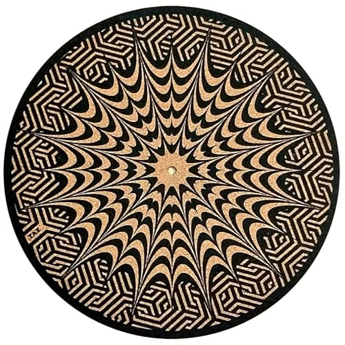 TazStudio Kork-Plattenspieler-Matte für bessere Klangunterstützung auf Vinyl-LP-Plattenspieler – originelles geometrisches Design, Mischmuster [3 mm dick] von TAZstudio