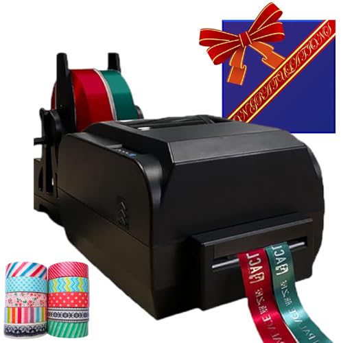TBANVOO Satinband-Präge-Druckmaschine Für Verpackungen, Mehrzeilen-Digitalbanddrucker, Breite 25-108mm/20-50mm/12-20mm, 200DPI, 150mm/s, Unterstützt 50+ Sprachen,Double von TBANVOO
