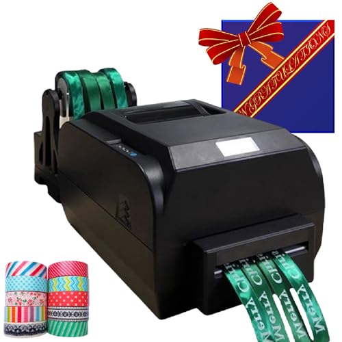 TBANVOO Satinband-Präge-Druckmaschine Für Verpackungen, Mehrzeilen-Digitalbanddrucker, Breite 25-108mm/20-50mm/12-20mm, 200DPI, 150mm/s, Unterstützt 50+ Sprachen,Four von TBANVOO