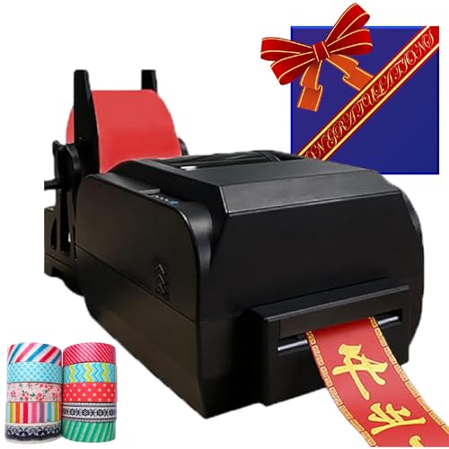 TBANVOO Satinband-Präge-Druckmaschine Für Verpackungen, Mehrzeilen-Digitalbanddrucker, Breite 25-108mm/20-50mm/12-20mm, 200DPI, 150mm/s, Unterstützt 50+ Sprachen,Single von TBANVOO