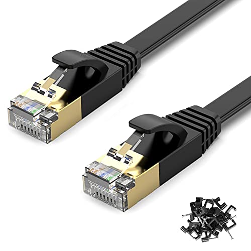 10m LAN Kabel Cat7 - High Speed Netzwerkkabel Gigabit RJ45 Internetkabel Flach Ethernet Patch Kabel für Router, Modem, PS4/5, Laptop, schwarz von TBMax