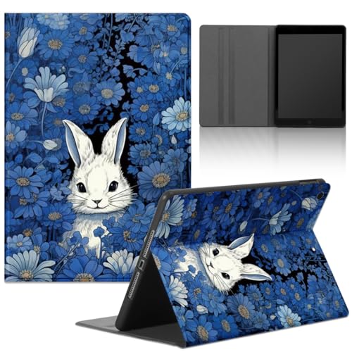 Tablet Hülle für Samsung Galaxy Tab S2 9.7", Niedlich Cartoon Anime Kaninchen Muster Schutzhülle PU Leder Flip Cover Kawaii Stoßfest Verstellbar Ständer Tablet Folio, Kaninchen von TBNMBGY