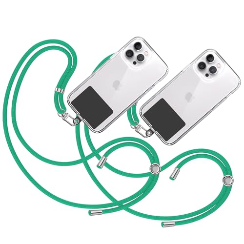 TBOC 2X Band Handykette SchlüsselBand Kette Handyschnur [Grün]Zum Aufhängen Nacken Umhängen Universal mit [Schwarz Pad] Handy Band Patch Karabiner Smartphone Lanyard Schlüsselbänder von TBOC