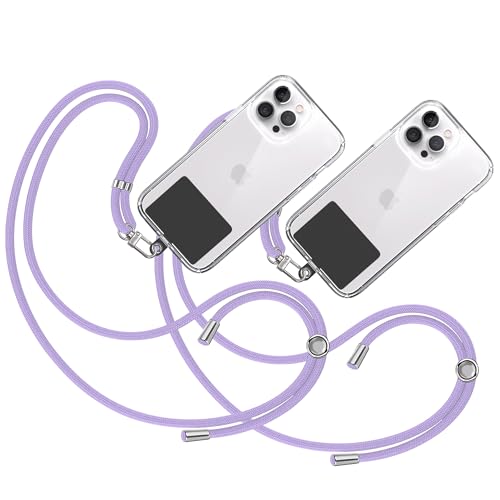 TBOC 2X Band Handykette SchlüsselBand Kette Handyschnur [Lila] Zum Aufhängen Nacken Umhängen Universal mit [Schwarz Pad] Handy Band Patch Karabiner Smartphone Lanyard Schlüsselbänder von TBOC