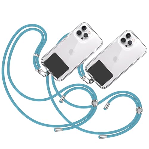 TBOC 2X Band Handykette SchlüsselBand Kette Handyschnur [Türkis] Zum Aufhängen Nacken Umhängen Universal mit [Schwarz Pad] Handy Band Patch Karabiner Smartphone Lanyard Schlüsselbänder von TBOC
