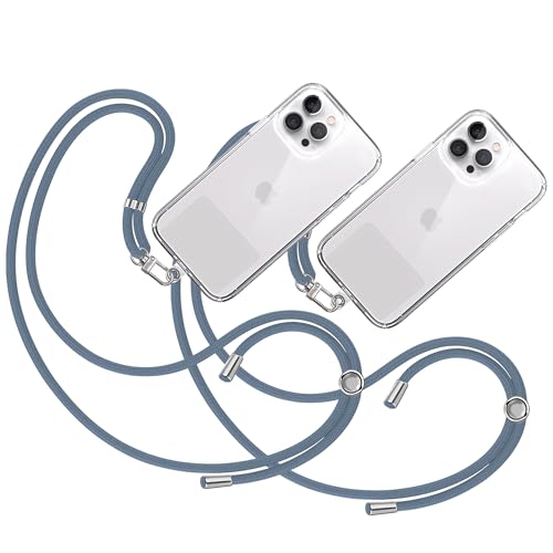 TBOC 2X Band Handykette Schlüsselband Kette Handyschnur [Blau] Zum Aufhängen Nacken Umhängen Universal für Handy mit Pad Handyband Patch Karabiner Hülle Handyhülle Lanyard Schlüsselbänder von TBOC