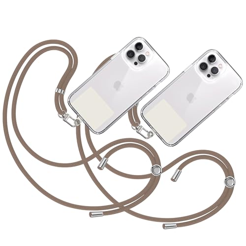 TBOC 2X Band Handykette Schlüsselband Kette Handyschnur [Braun] Zum Aufhängen Nacken Umhängen Universal für Handy mit [Weiß Ice] Pad Handy Band Patch Karabiner Handy Lanyard Schlüsselbänder von TBOC