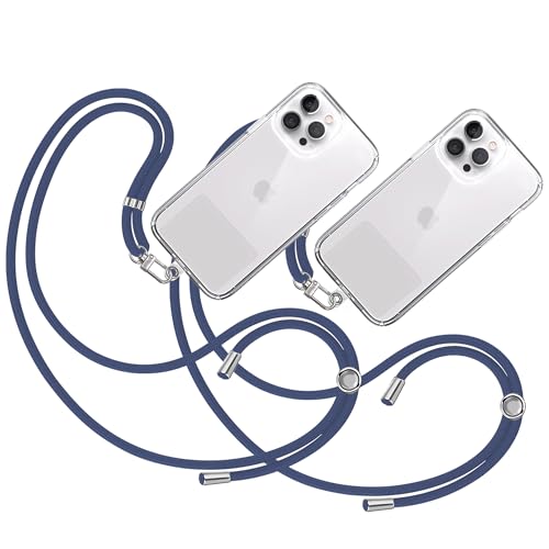 TBOC 2X Band Handykette Schlüsselband Kette Handyschnur [Dunkelblau] Zum Aufhängen Nacken Umhängen Universal für Handy mit Pad Handyband Patch Karabiner Hülle Handyhülle Lanyard Schlüsselbänder von TBOC