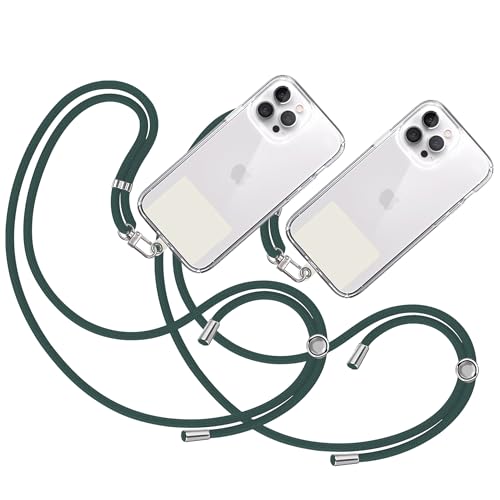 TBOC 2X Band Handykette Schlüsselband Kette Handyschnur [Dunklegrün]Zum Aufhängen Nacken Umhängen Universal für Handy mit [Weiß Ice] Pad Handy band Patch Karabiner Handy Lanyard Schlüsselbänder von TBOC