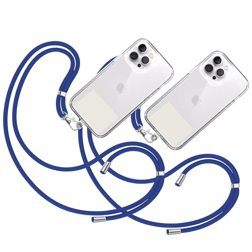 TBOC 2X Band Handykette Schlüsselband Kette Handyschnur [Elektrisches Blau] Aufhängen Nacken Umhängen Universal für Handy mit [Weiß Ice] Pad Handy band Patch Karabiner Handy Lanyard Schlüsselbänder von TBOC