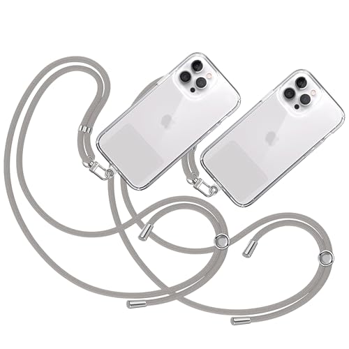 TBOC 2X Band Handykette Schlüsselband Kette Handyschnur [Grau] Zum Aufhängen Nacken Umhängen Universal für Handy mit Pad Handyband Patch Karabiner Hülle Handyhülle Lanyard Schlüsselbänder von TBOC