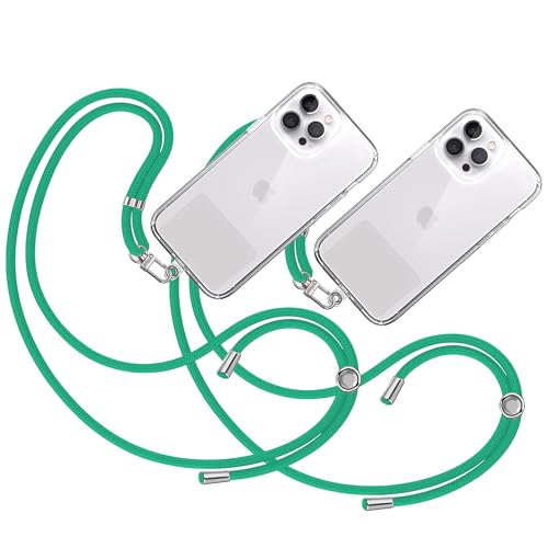 TBOC 2X Band Handykette Schlüsselband Kette Handyschnur [Grün]Zum Aufhängen Nacken Umhängen Universal für Handy mit Pad Handyband Patch Karabiner Hülle Handyhülle Lanyard Schlüsselbänder von TBOC