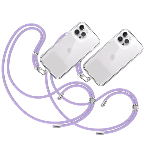 TBOC 2X Band Handykette Schlüsselband Kette Handyschnur [Lila] Zum Aufhängen Nacken Umhängen Universal für Handy mit Pad Handyband Patch Karabiner Hülle Handyhülle Lanyard Schlüsselbänder von TBOC