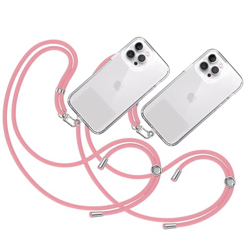 TBOC 2X Band Handykette Schlüsselband Kette Handyschnur [Rosa] Zum Aufhängen Nacken Umhängen Universal für Handy mit Pad Handyband Patch Karabiner Hülle Handyhülle Lanyard Schlüsselbänder von TBOC