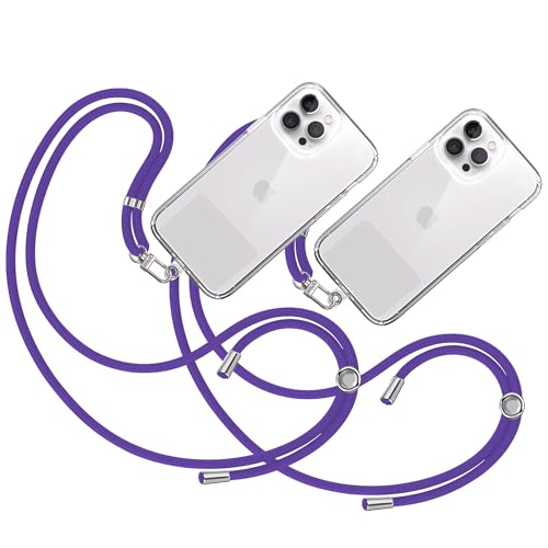 TBOC 2X Band Handykette Schlüsselband Kette Handyschnur [Violett] Zum Aufhängen Nacken Umhängen Universal für Handy mit Pad Handyband Patch Karabiner Hülle Handyhülle Lanyard Schlüsselbänder von TBOC
