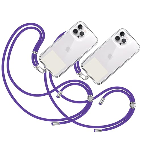 TBOC 2X Band Handykette Schlüsselband Kette Handyschnur [Violett] Zum Aufhängen Nacken Umhängen Universal für Handy mit [Weiß Ice] Pad Handy band Patch Karabiner Handy Lanyard Schlüsselbänder von TBOC