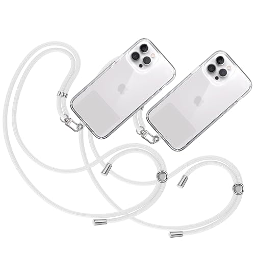 TBOC 2X Band Handykette Schlüsselband Kette Handyschnur [Weiß] Zum Aufhängen Nacken Umhängen Universal für Handy mit Pad Handyband Patch Karabiner Hülle Handyhülle Lanyard Schlüsselbänder von TBOC