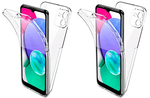 TBOC 2X Hülle Kompatibel mit Samsung Galaxy A03 [6.5"] - [Pack: Zwei Einhalten] Cover [Transparent] Komplett [Silikon TPU] Full Body [360 Grad] Schutzhülle Vorder Hinten Seite Dünn Handy Tasche von TBOC