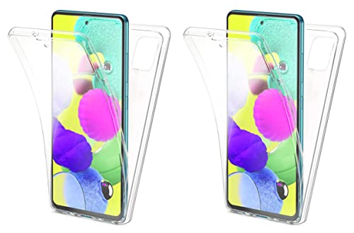 TBOC 2X Hülle für Samsung A71 [6.71"] - [Pack: Zwei Einhalten] Cover [Transparent] Komplett [Silikon TPU] Full Body [360 Grad] Schutzhülle Vorder Hinten Seite Ultra Dünn Handy Tasche von TBOC