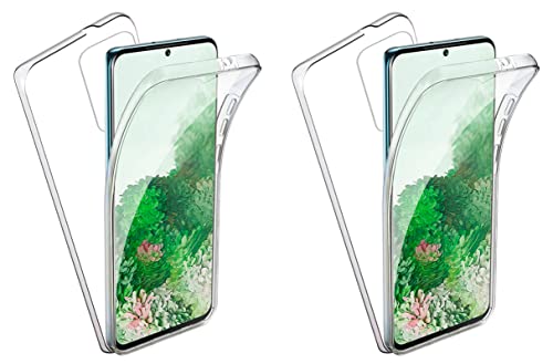TBOC 2X Hülle für Samsung Galaxy S20 Ultra [6.9"] - [Pack: Zwei Einhalten] Cover [Transparent] Komplett [Silikon TPU] Full Body [360 Grad] Schutzhülle Vorder Hinten Seite Ultra Dünn Handy Tasche von TBOC