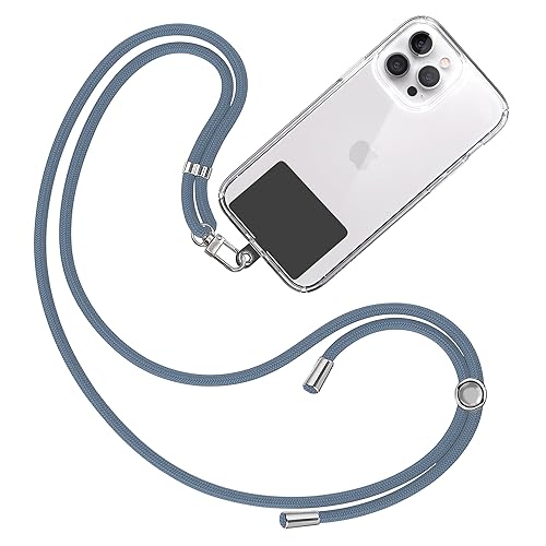 TBOC Band Handykette Schlüsselband Kette Handyschnur [Blau] Zum Aufhängen Nacken Umhängen Universal für Handy mit Pad [Schwarz] Handyband Patch Karabiner Handy Lanyard Schlüsselbänder von TBOC