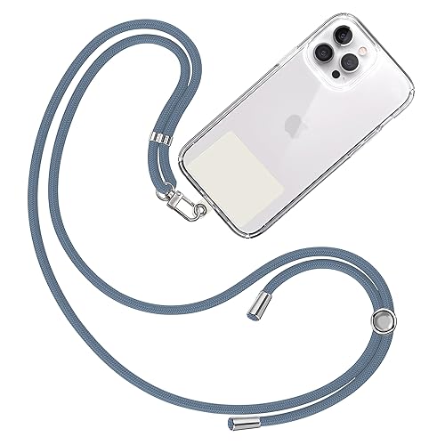 TBOC Band Handykette Schlüsselband Kette Handyschnur [Blau] Zum Aufhängen Nacken Umhängen Universal für Handy mit Pad [Weiß Ice] Handyband Patch Karabiner Handy Lanyard Schlüsselbänder von TBOC