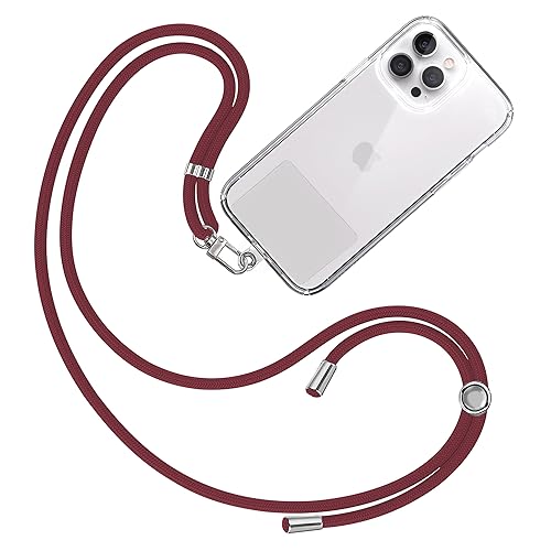 TBOC Band Handykette Schlüsselband Kette Handyschnur [Bordeaux] Zum Aufhängen Nacken Umhängen Universal für Handy mit Pad Handyband Patch Karabiner Hülle Handyhülle Lanyard Schlüsselbänder von TBOC