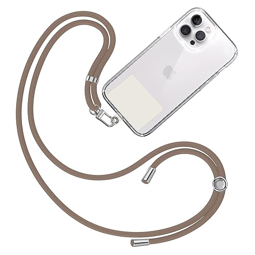 TBOC Band Handykette Schlüsselband Kette Handyschnur [Braun] Zum Aufhängen Nacken Umhängen Universal für Handy mit Pad [Weiß Ice] Handyband Patch Karabiner Handy Lanyard Schlüsselbänder von TBOC