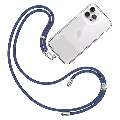 TBOC Band Handykette Schlüsselband Kette Handyschnur [Dunkelblau] Zum Aufhängen Nacken Umhängen Universal für Handy mit Pad Handyband Patch Karabiner Hülle Handyhülle Lanyard Schlüsselbänder von TBOC