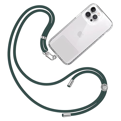 TBOC Band Handykette Schlüsselband Kette Handyschnur [Dunkelgrün] Zum Aufhängen Nacken Umhängen Universal für Handy mit Pad Handyband Patch Karabiner Hülle Handyhülle Lanyard Schlüsselbänder von TBOC