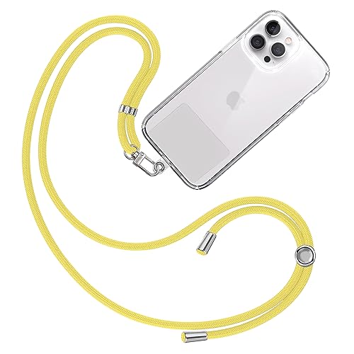 TBOC Band Handykette Schlüsselband Kette Handyschnur [Gelb] Zum Aufhängen Nacken Umhängen Universal für Handy mit Pad Handyband Patch Karabiner Hülle Handyhülle Lanyard Schlüsselbänder von TBOC