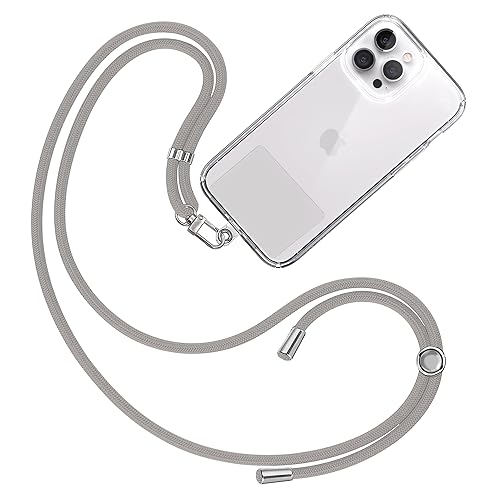 TBOC Band Handykette Schlüsselband Kette Handyschnur [Grau] Zum Aufhängen Nacken Umhängen Universal für Handy mit Pad Handyband Patch Karabiner Hülle Handyhülle Lanyard Schlüsselbänder von TBOC