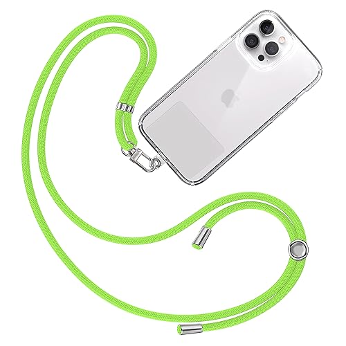 TBOC Band Handykette Schlüsselband Kette Handyschnur [Grün Fluor] Zum Aufhängen Nacken Umhängen Universal für Handy mit Pad Handyband Patch Hülle Handyhülle Lanyard Schlüsselbänder von TBOC