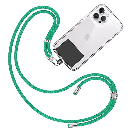 TBOC Band Handykette Schlüsselband Kette Handyschnur [Grün] Zum Aufhängen Nacken Umhängen Universal für Handy mit Pad [Schwarz] Handyband Patch Karabiner Handy Lanyard Schlüsselbänder von TBOC